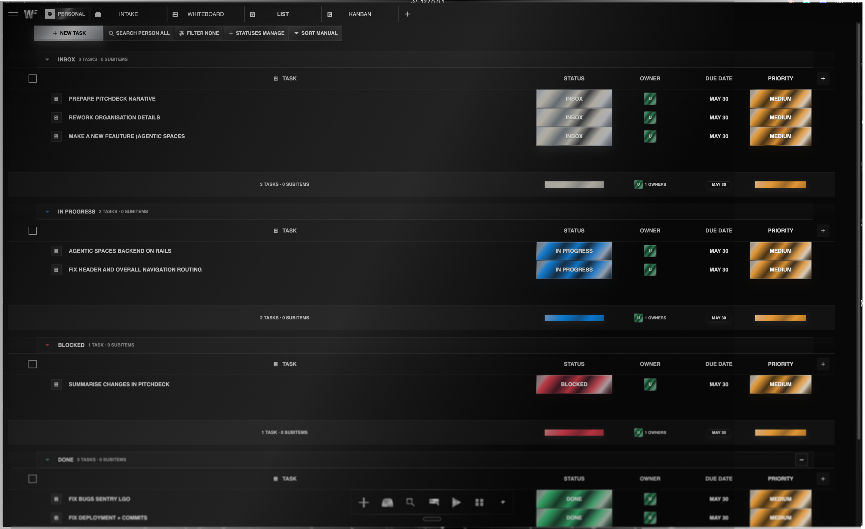 Agentic Manager operating surface mockup